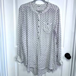 Free People cream and black long tunic blouse medium 100% Rayon
